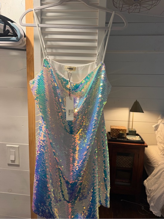 L'AGENCE Dresses & Skirts - L'AGENCE Iridescent Sequin Mini Dress - White Straps